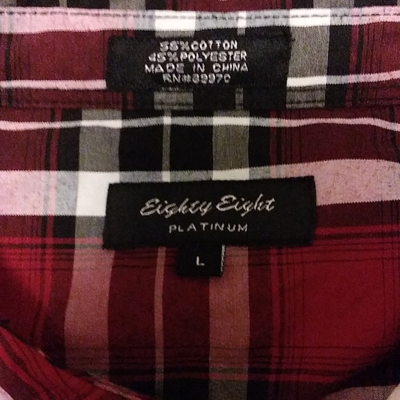Eighty Eight Platinum Men's Plaid Long Sleeve Button Down Shirt. NEW CONDITION! - Picture 2 of 2
